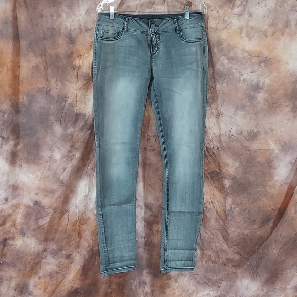 Maurices jegging denim flex stretch mid rise light wash charcoal gray L reg - Picture 1 of 8